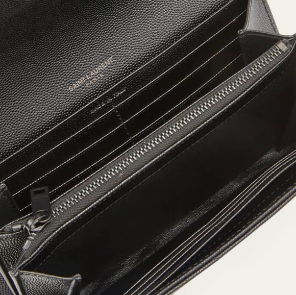 NEW!!! SAINT LAURENT YSL Monogram Large Flap Wallet in Grained Leather MSRP $895 - Picture 7 of 16